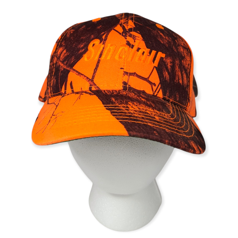 Sinclair Oil Mossy Oak Blaze Orange Camouflage Hunting Trucker Cap Hat NWT